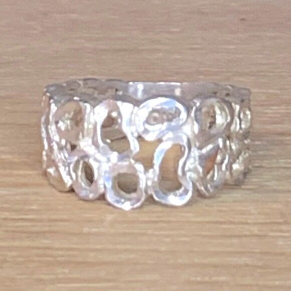 Vintage Sterling Silver 925 Abstract Circular Design Tapered Band, Ring Size 6 - Picture 1 of 7